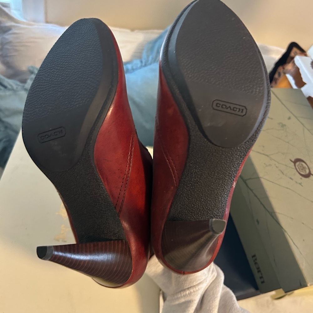 Coach Burgundy Heeled Boots - Picture 4 of 4